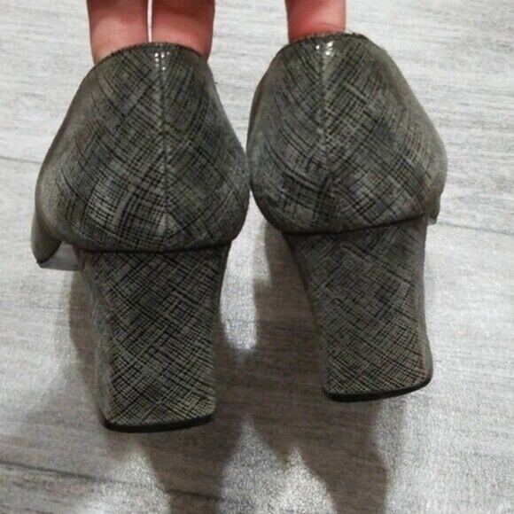 Stuart Weitzman Vintage Metallic Gray Square Toe Heels Women's 9 - Picture 6 of 8